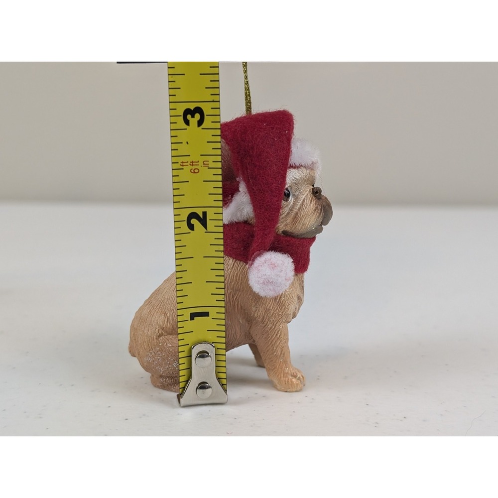 French Bulldog Dog Christmas Tree Ornament Santa Hat Scarf Resin Holiday NWT - Picture 7 of 7